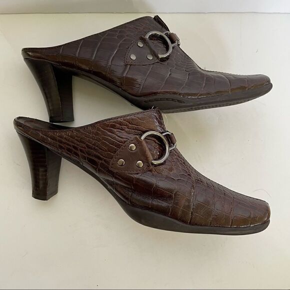 Aerosoles ~ In a Cinch ~?Brown Croc Print Mules ~ size 8.5 - Picture 2 of 7